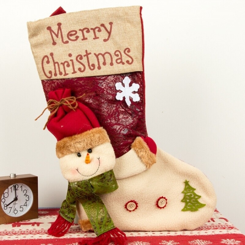 DOTI : 인테리어 전문 종합쇼핑몰,[보스위즈] 크리스마스 대형 양말 장식 눈사람 산타 루돌프 BOS-SCK02